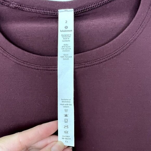 Lululemon Womens 2 Maroon Ease of Mind Long Sleeve Peplum Athletic Top - Picture 4 of 7